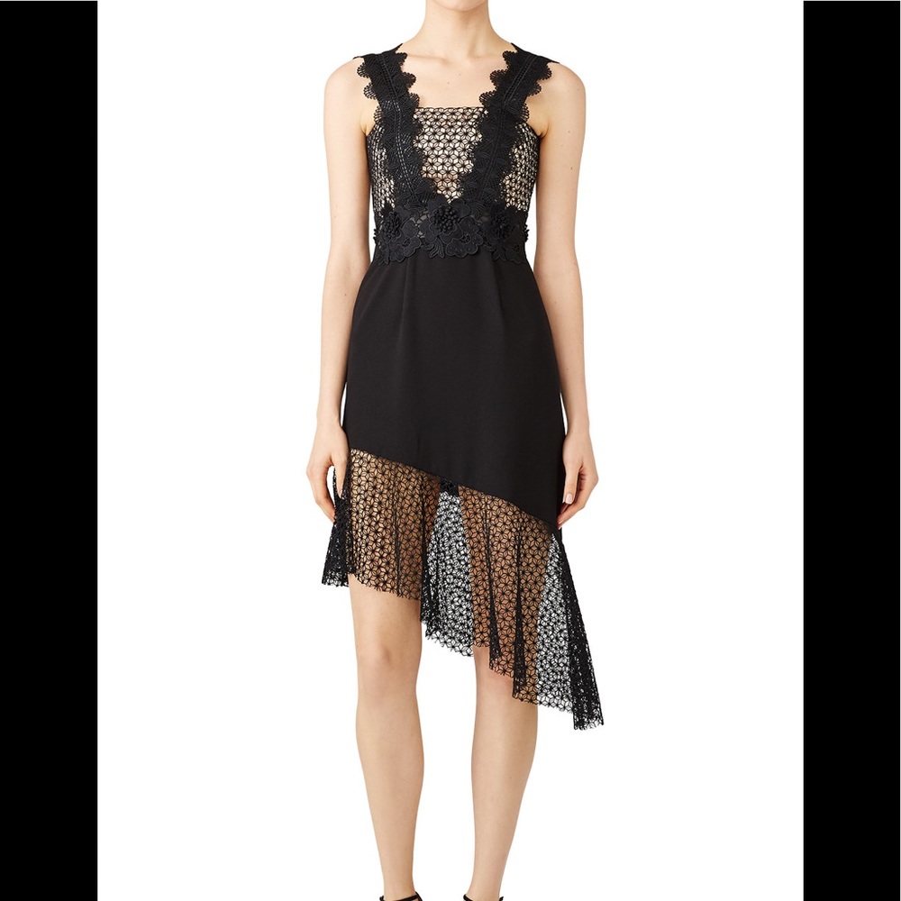 Asymmetrical lace cocktail dress